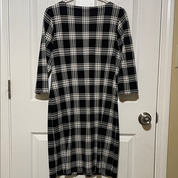 Talbots Shift Dress -Black and White Plaid with Elbow Length Sleeve - Lp - Picture 10 of 13